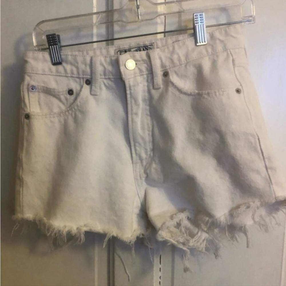 Lucky Brand Lucky Pins Raw Hem White Denim Shorts